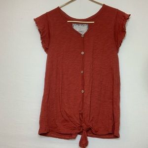 Cupio adult large orange/red button down blouse